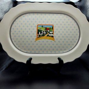 Vandor Country Platter Cows Sheep Farm House Barn